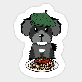 Dog eating Spaghetti - Miniature Schnauzer Sticker